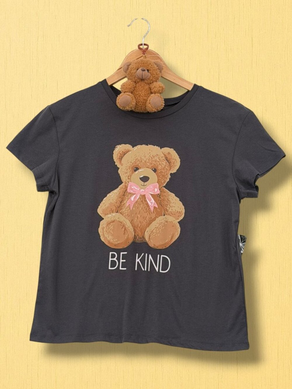 Kandy Kiss "Be Kind" Teddy Bear‎ Pajama Tee + Plush Clip XL
